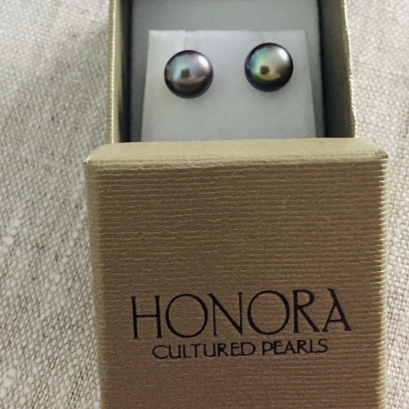 NWT Honora 7mm Black Freshwater Pearl Earrings - Picture 4 of 6
